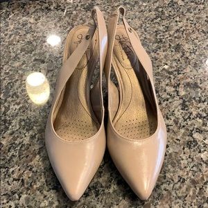 Beige Life Stride sling back pump